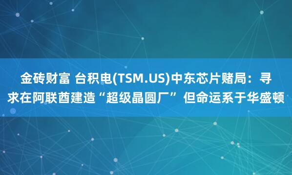 金砖财富 台积电(TSM.US)中东芯片赌局：寻求在阿联酋建造“超级晶圆厂” 但命运系于华盛顿